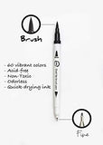 Dual Tip Brush Marker Pens-60 Colors Dual Brush Pens Set Art Brush Markers with Fine Tip and Highlighter for Adult Coloring Books Calligraphy Taking Notes Bullet Journal Drawing Art Projects