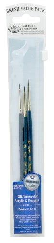 Royal & Langnickel RSET-9102 Royal Zip N' Close Sable Detail 3-Piece Brush Set