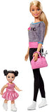 Barbie Ice-Skating Dolls & Playset with Blonde Coach Barbie Doll, Brunette Small Doll and Ice-Skating Base with Turning Mechanism, Gift for 3 to 7 Year Olds