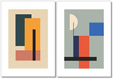 Mid Century Contemporary Wall Art - Modern Abstract Prints - (Set of 8) - 5x7 - Unframed - Minimalism Decor