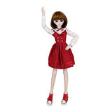 EVA BJD 1/3 SD Doll 24" Ball Jointed Gift BJD Doll +Makeup +Full Set School Uniform Girls (Short Brown Hair)
