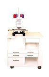 Arrow 9301J Ava Embroidery Multi-Needle Sewing Cabinet for Janome Machines, Portable with Wheels, White Finish
