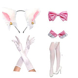 GRAJTCIN Women's Cat Ear French Maid Costume with Apron, Anime Cosplay Fancy Dress for Halloween Party (XX-Large, Furry Headband Pink)