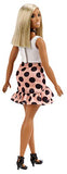 Barbie Fashionistas Doll, Curvy with White Hair, Wearing “Love” Tank Top, Pink Skirt with Ruffles and Polka Dots and Accessories, for 3 to 7 Year Olds
