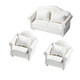 G0lden&Mang0 Dollhouse Sofa Set,1/12 White Fabric Sofa Miniature Furniture Toy Living Room Dollhouse Decor Accessories for Kids Gift