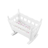 EatingBiting adult decorations 1:12 Dollhouse Miniature Wooden Crib Baby Doll Cradle Bed for Dollhouse Room , DIY Scene Doll Home Furniture Craft Accessoreis .