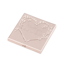 Things Remembered Personalized Rose Gold Heart and Vines Compact with Engraving Included