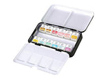 Mungyo Professional Half Pan Size Water Colors Set in Tin Case/Integral Mixing Palette in The lid (Pastel Tone 12 Colors)
