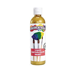 Colorations Liquid Watercolor Paint, 8 fl oz, Gold, Non-Toxic, Painting, Kids, Craft, Hobby, Fun, Water Color, Posters, Cool Effects, Versatile, Gift