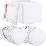 15 Pieces Canvas Boards for Painting Painting Canvas Panels Multipack Cotton Artist Canvas Boards Round, Square, Heart for Acrylic, Oil Paint, Wet or Dry Art Media (6 Inches)