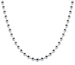 Cutesmile Fashion Jewelry 925 Sterling Silver 2mm Beads Chain Necklace for Men Women (24 inch)