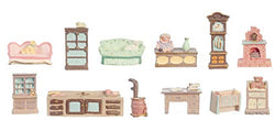 Melody Jane Dollhouse 12 Piece Furniture Set Mini Miniatures 1:48 Scale 1/4 inch