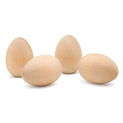 2.5" x 1-3/4” Unpainted Wooden Eggs, Unfinished Flat Bottomed Wood Eggs for Easter, DIY Crafts, and Displays. (250)
