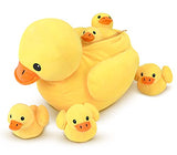 14" Yellow Duck Stuffed Animal with Babies, Ducky Plush Playset with Zipper Pocket, 5pcs Ducklings Toys Plushie Birthday Birthday Gift for Kids Boy Girl