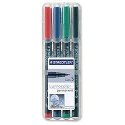 Brand New. Staedtler 313 Lumocolor Pen Permanent Superfine 0.4mm Assorted Ref 313WP4 [Wallet 4]