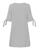 YOINS Summer Dresses for Women Half Sleeves T Shirts Solid Crew Neck Tunics Self-tie Blouses Mini Dresses Swiss Dot-Grey Small