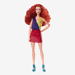 Barbie Looks Doll, Curly Red Hair, Color Block Outfit with Miniskirt, Style and Pose, Fashion Collectibles, Barbie Signature Looks