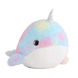 Tezituor Cute Narwhal Plush Toy Colorful Narwhal Stuffed Animal 11 inch Soft Cetacean Plush Pillow Gift for Birthday Valentines Girlfriend Kids
