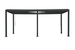 SORARA Outdoor Louvered Pergola 10' × 20' Aluminum Black Outdoor Deck Garden Patio Gazebo with Adjustable Roof