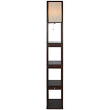 Brightech Maxwell Drawer Edition - Shelf & LED Floor Lamp Combination - Modern Living Room Standing