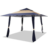MEWAY 13'x13' Gazebos Tent for Patios Outdoor Canopy Shelter with Elegant Corner Curtain(Beige Navy)