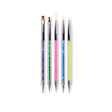 Geaekusa Nail Art Point Drill Drawing Brush Pen, 5 PCS Double Ended Nail Art Brushes, Nail Art Liner Brushes Nail Art Dotting Pen Tools Set
