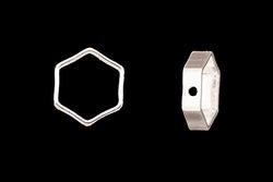 Hexagon Shape Bead Frame Silver-Plated 9x3mm sold per pack of 30
