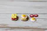 Breakfast set 1:12 Scale Dollhouse Miniature Food Lot 10 pc Toast Bread Eggs Cheese Tomatoes