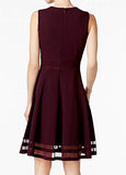 Calvin Klein Women's Sleeveless Round Neck Fit and Flare Dress, Deep Aubergine, 12