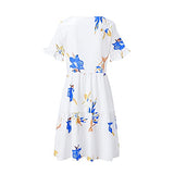 Ulanda-Dresses for Women, Women's Casual Dresses Summer Flowers Bell Sleeve Ruffle Hem Loose Swing Tunic Midi Dress