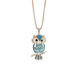 Simayixx Clearance Fashion Women Colorful Owl Crystal Rhinestone Cute Pendant Sweater Necklace