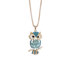 Simayixx Clearance Fashion Women Colorful Owl Crystal Rhinestone Cute Pendant Sweater Necklace