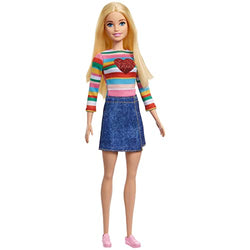 Barbie It Takes Two Barbie “Malibu” Roberts Doll (Blonde) Wearing Rainbow Shirt, Denim Skirt & Shoes, Gift for 3 to 7 Year Olds