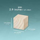 Wooden Cubes - 6-Pack Unfinished Wood Blocks for DIY Crafts, Puzzles, Kids Games, 2.9 x 2.9 x 2.9 Inches