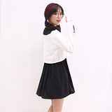 Cute Dress for Teens Girl Two Piece Set Bunny Prints Casual Cotton Dresses for Spring Autumn (L) Black White