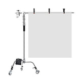 EACHSHOT C Stand Metal w/Bag Wheel Sandbag Clip Max 10.8ft/330cm with 3.28ft/106cm Holding Arm 2 Pieces Grip Head for Godox AD400 Pro AD600 Pro AD600BM Aputure 120D 300D II for Photography Studio