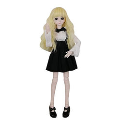 EVA BJD 1/3 SD Doll 24" Ball Jointed Gift BJD Doll +Makeup +Full Set School Uniform Girls (Blond Hair)
