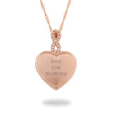 Things Remembered Personalized Rose Gold Tone Infinity Bail Heart Locket with Engraving Included