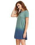 Romwe Women's Tunic Swing T-Shirt Dress Short Sleeve Tie Dye Ombre Dress Green Small