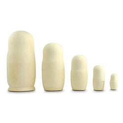 7" Set of 5 DIY Craft Unpainted Blank Wooden Russian Nesting Dolls