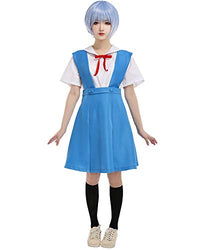 Coskidz Women's Asuka Langley Soryu Rei Ayanami Cosplay Costume Senior High School Uniform Blue for Halloween (Blue, Small)