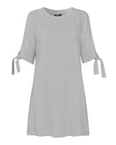 YOINS Summer Dresses for Women Half Sleeves T Shirts Solid Crew Neck Tunics Self-tie Blouses Mini Dresses Swiss Dot-Grey Small