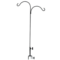 Gray Bunny GB-6858V Vertical Deck Hook, 2" Vertical Clamp, 360 Degree Rotation, 46" Tall Handrail Pole, Double Hook, for Bird Feeders, Birdhouses, Planters, Suet Baskets, Lanterns, Wind Chimes