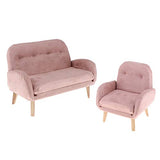 DYNWAVE 2pcs Dollhouse Furniture Miniature - 1:6 Scale Velvet Sofa & Armchair, Accessories for Hot Toys Action Figures, for 1/6 BJD Dolls