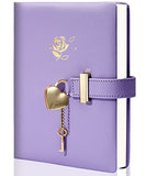 Diary with Lock and Key PU Leather Kids Journal with Lock Personal Organizer Combination Travel Secret Notebook for Women, 5.3x8 in，Purple