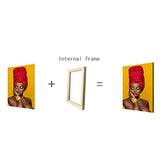 African Black Gold Woman Art Paintings Wall Art Posters and Prints Black Canvas Pictures Home Decor Stretch and Frame