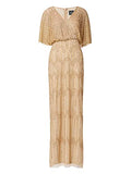 Adrianna Papell Women's Beaded Surplice Gown, Champagne Gold, 8