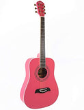Oscar Schmidt OG5 3/4-Size Kids Acoustic Guitar Learn-to-Play - Pink