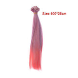 Fashion 25cm100CM Doll Wigs/Hair Refires Hair Black Gold Brown Green Straight Wig Thick Hair for 1/3 1/4 Doll Accessories Pink