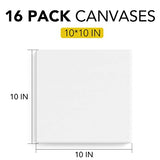 Stretched Canvases for Painting,10×10",Pack of 16 ,Primed Acid-Free,5/8 Inch Thick Wood Frame Blank Canvas,Art Canvases for Beginners,Artists for Oil Paint,Acrylic Paint,Pouring Painting.